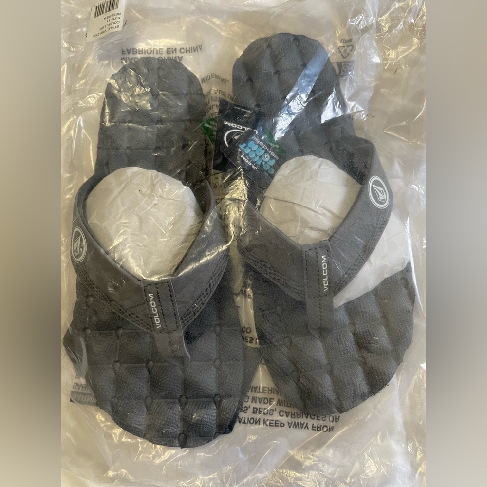Volcom Recliner Sandal Light Gray Quilted Foam Flip Flops Men 11 NWT - Picture 7 of 11